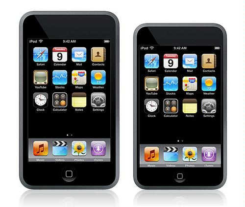 2nd Gen. Ipod Touch is smaller and thinner. It also has a volume changer 